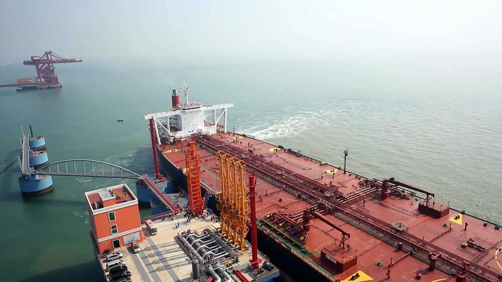 Tanker loading in harbour