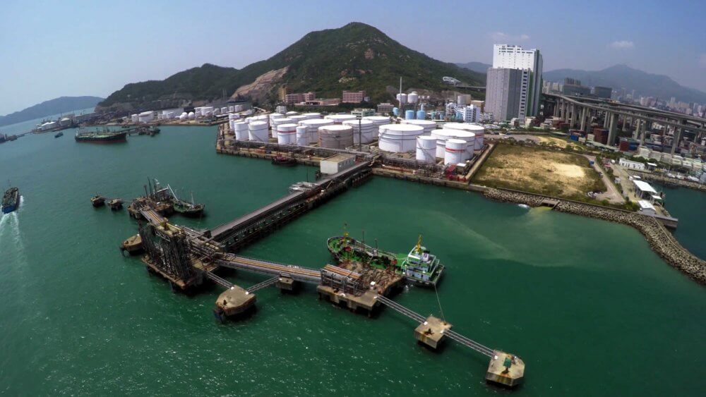 Tanker loading area in harbour