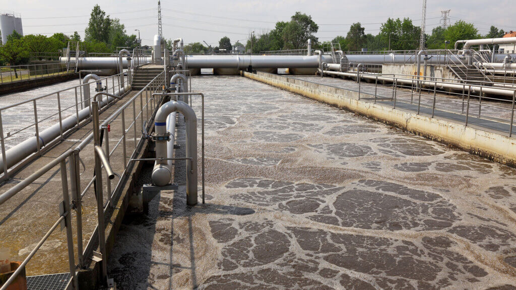 Wastewater treatment plant aerating basin