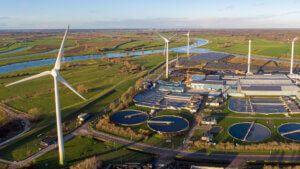 Wind turbines, water treatment, and bio energy facility.