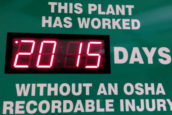 Sign showing days without accidents